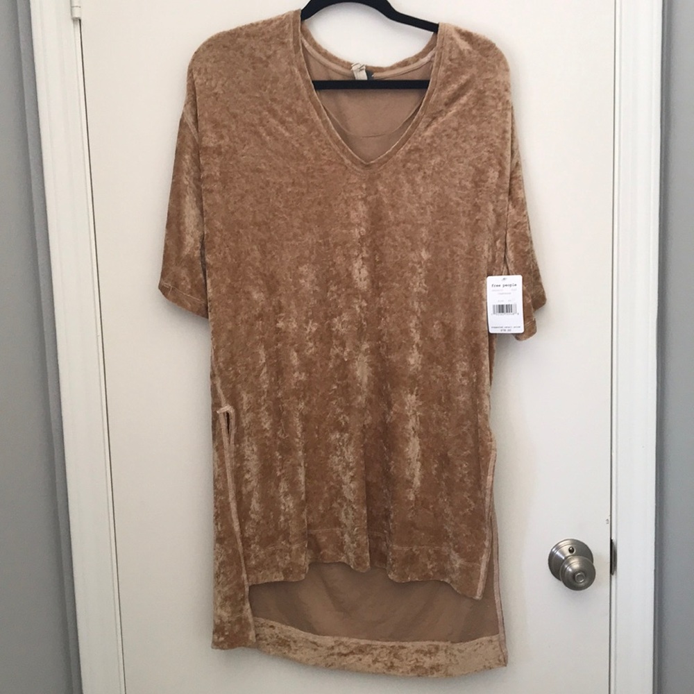 Free people champagne velvet t-shirt dress